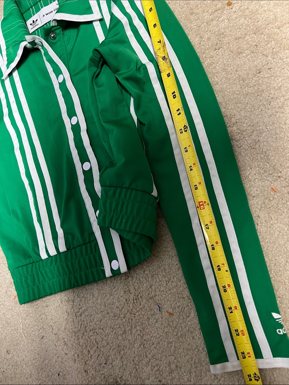 Adidas JI WIN CHOI Green Track Jacket with White Pinstripes 2 XS - Picture 12 of 16